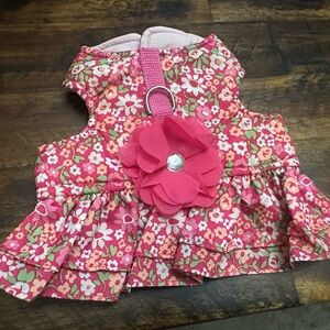 Charming Floral Dog Harness with Pink Flower